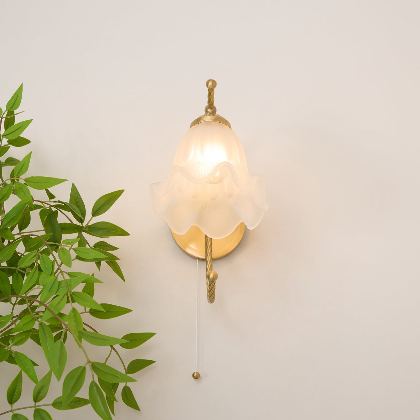 Curved Gooseneck Brass Glass Sconce