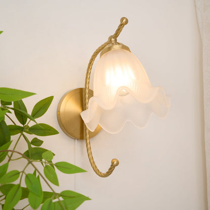 Curved Gooseneck Brass Glass Sconce