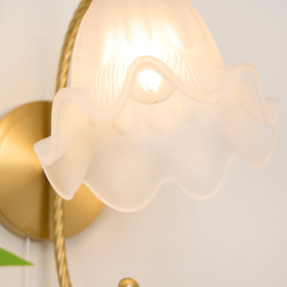 Curved Gooseneck Brass Glass Sconce