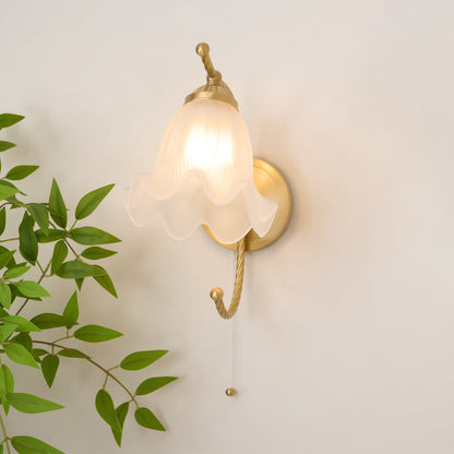 Curved Gooseneck Brass Glass Sconce