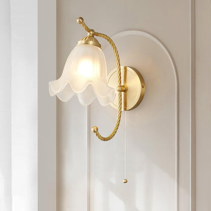 Curved Gooseneck Brass Glass Sconce