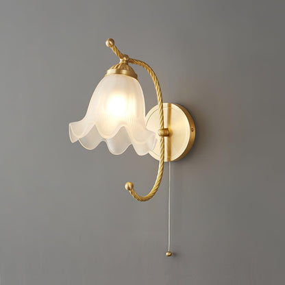 Curved Gooseneck Brass Glass Sconce