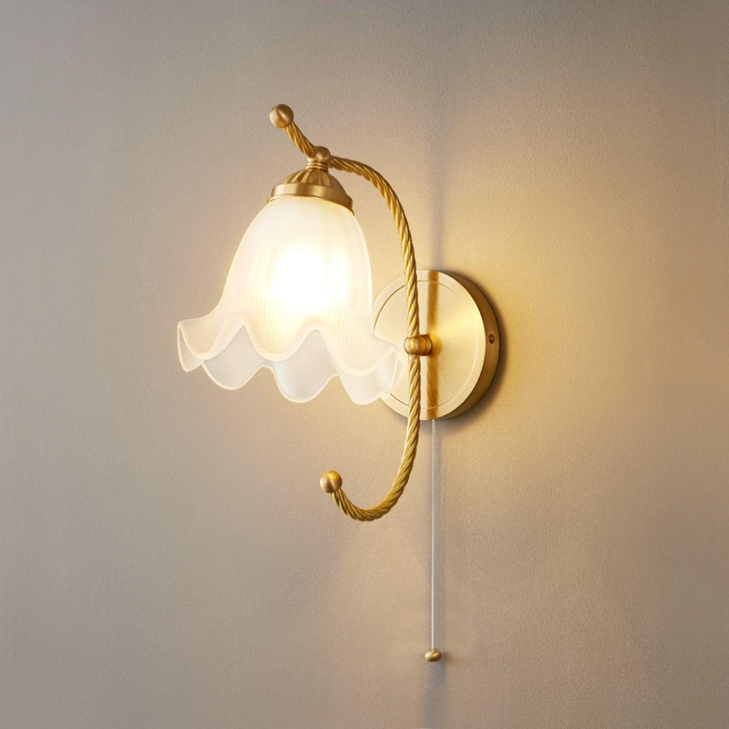 Curved Gooseneck Brass Glass Sconce