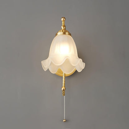 Curved Gooseneck Brass Glass Sconce