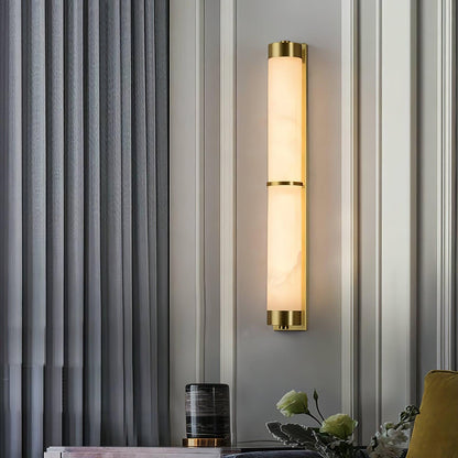 Cylindra Alabaster Brass Wall Light