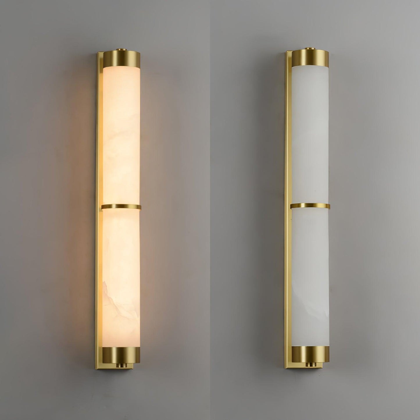 Cylindra Alabaster Brass Wall Light