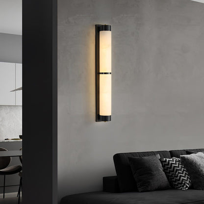 Cylindra Alabaster Brass Wall Light