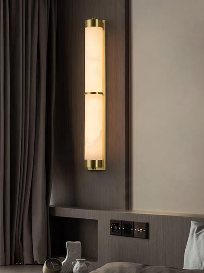 Cylindra Alabaster Brass Wall Light