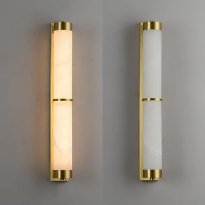 Cylindra Alabaster Brass Wall Light