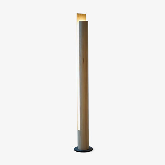 Cylindrical Timber Column Floor Lamp