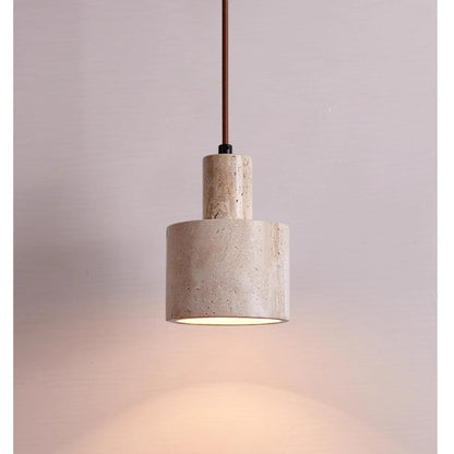 Cylindrical Travertine Pendant Lamp