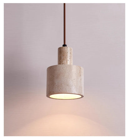 Cylindrical Travertine Pendant Lamp