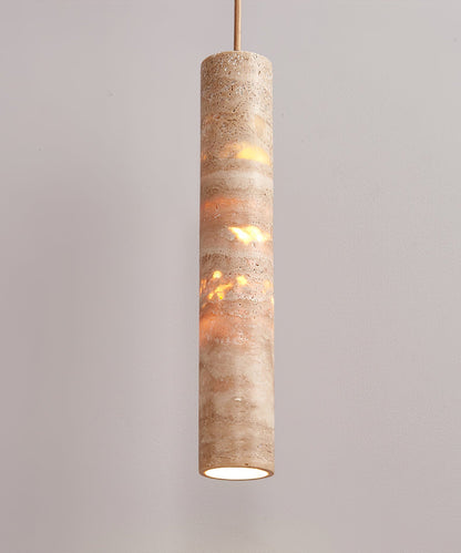 Cylindrical Travertine Pendant Light