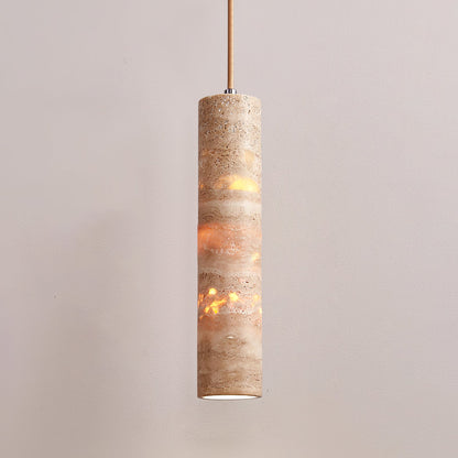 Cylindrical Travertine Pendant Light