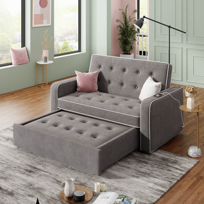 Gray Fabric Sleeper Sofa - Adjustable Loveseat Couch with Dual USB Ports