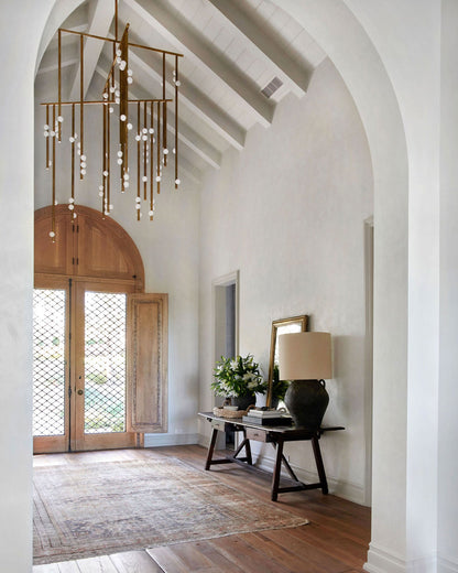 Brass Glass Drop Chandelier