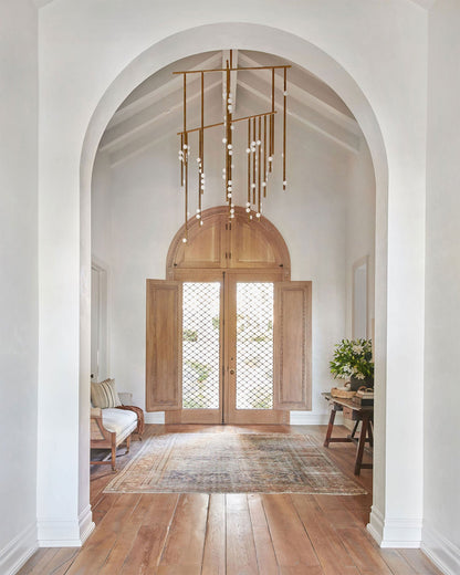 Brass Glass Drop Chandelier