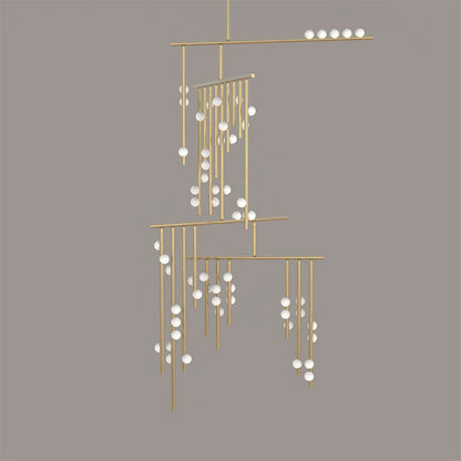 Brass Glass Drop Chandelier