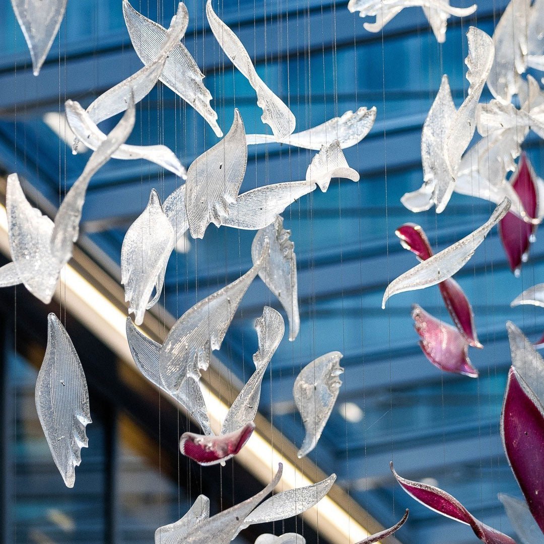 Flying Glass Feather Crown Chandelier