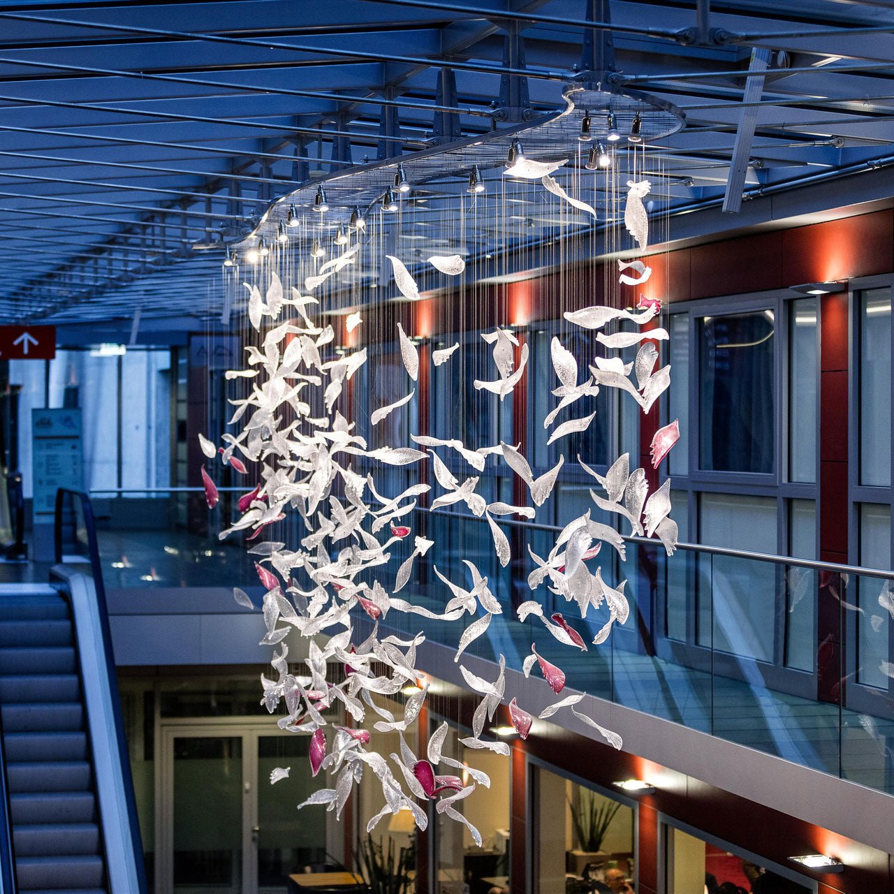 Flying Glass Feather Crown Chandelier