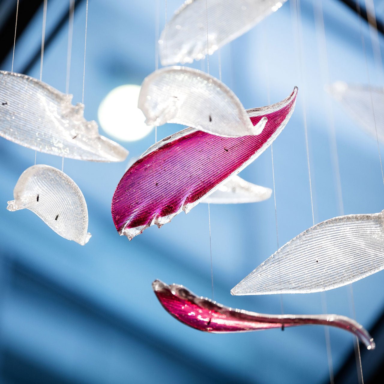 Flying Glass Feather Crown Chandelier