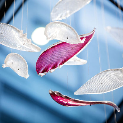 Flying Glass Feather Crown Chandelier