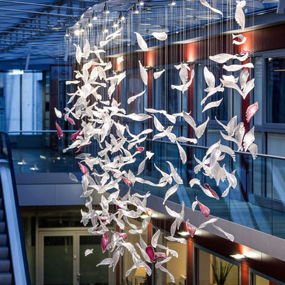 Flying Glass Feather Crown Chandelier