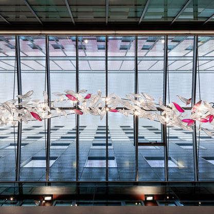 Flying Glass Feather Crown Chandelier