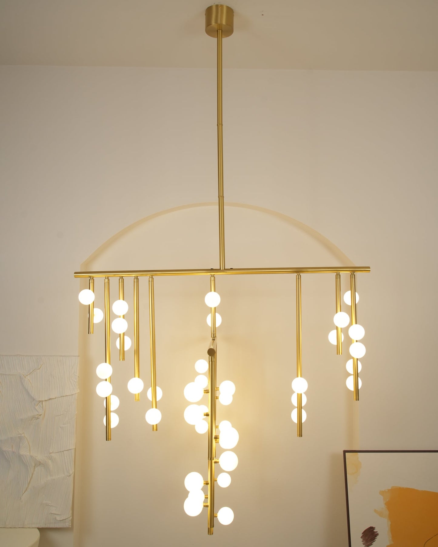 Brass Glass Drop Chandelier