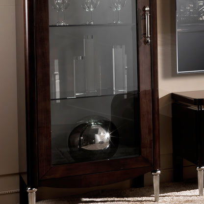 Luxury Walnut Veneer Italian Display Cabinet