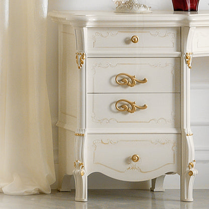 Designer Ivory and Gold Leaf Dressing Table And Mirror Set