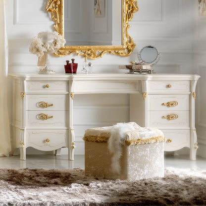 Luxurious Ivory and Gold Leaf Dressing Table