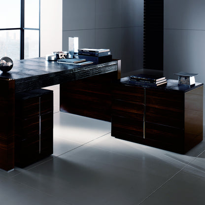 Contemporary Embossed Leather Ebony Desk