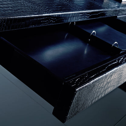 Contemporary Embossed Leather Ebony Desk