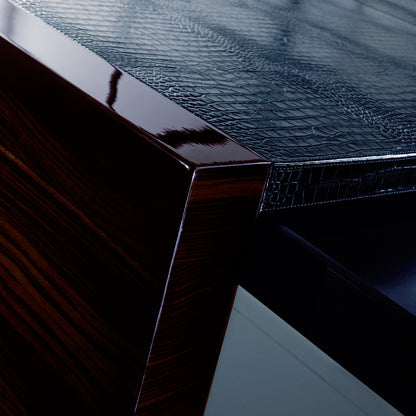 Contemporary Embossed Leather Ebony Desk