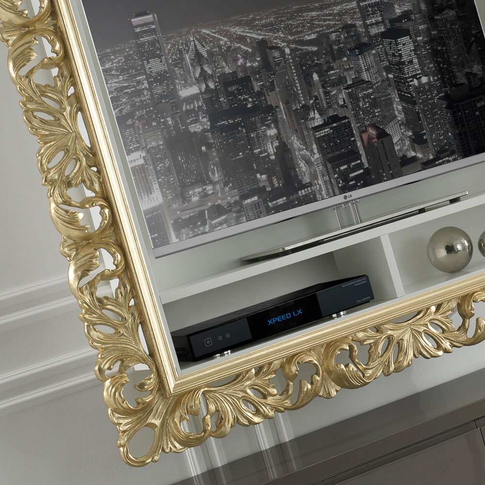 Designer Gold Leaf Rococo Wall Mounted TV Unit