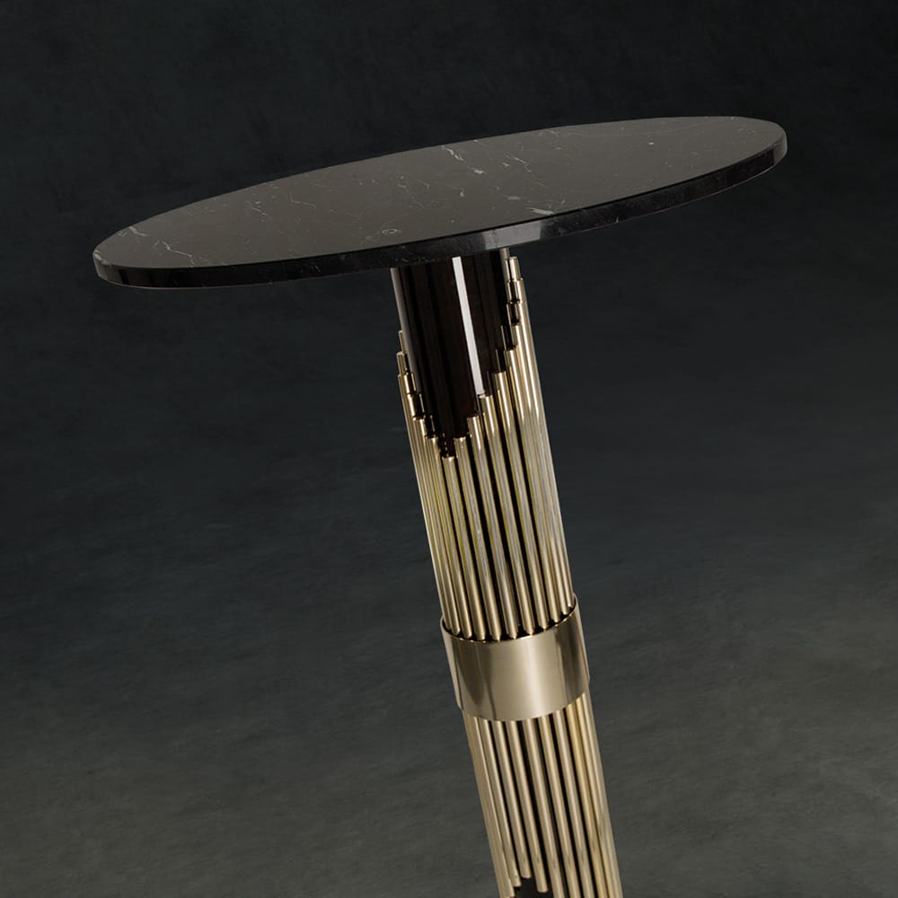 Designer Gold Plated Marble Contemporary Bar Table