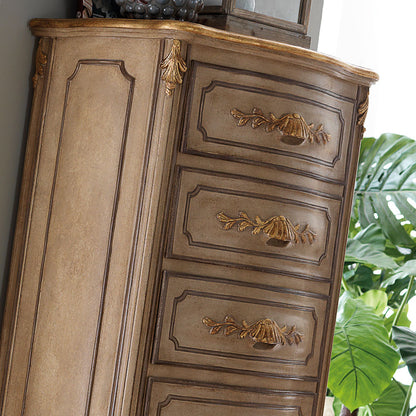 Designer Italian Carved Tall Boy Chest of Drawers