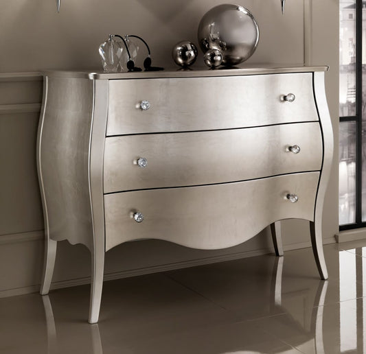 Designer Italian Champagne Leaf 3 Drawer Chest