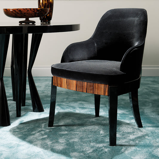 Designer Italian Macassar Velvet Dining Chair