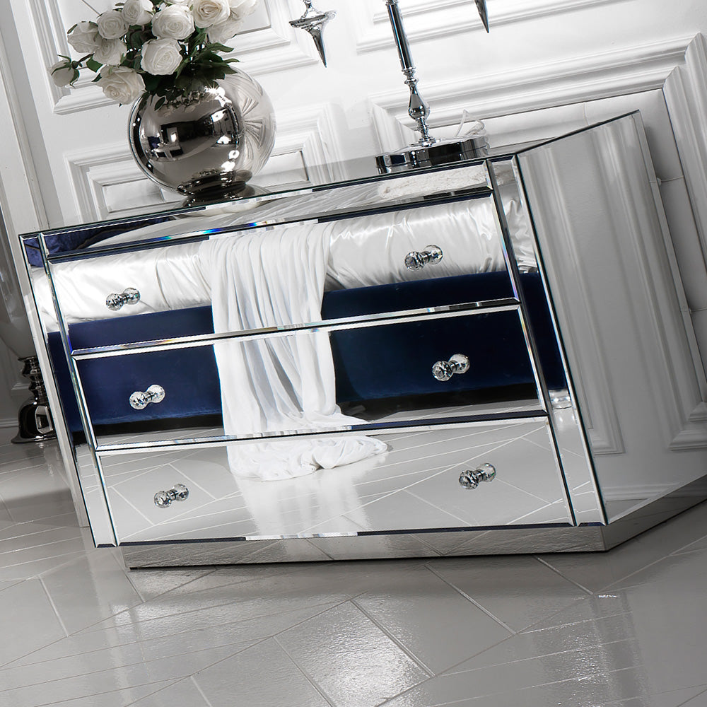 Designer Italian Mirrored Chest Of Drawers