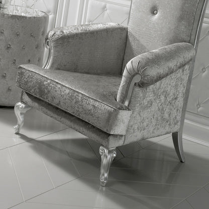 Designer Italian Silver Leaf Throne Armchair