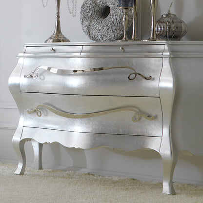 Designer Italian Bombe Silver Chest Of Drawers