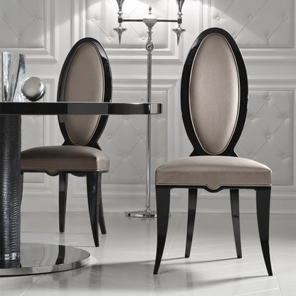 Italian Designer Black Oval Dining Chair