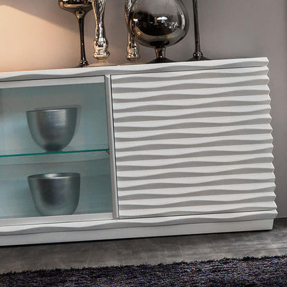 Modern Italian Designer Rippled Display Sideboard