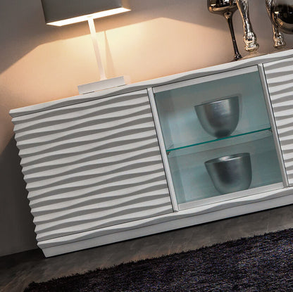 Modern Italian Designer Rippled Display Sideboard