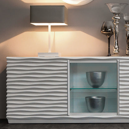 Modern Italian Designer Rippled Display Sideboard