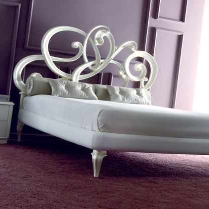 Designer White Leather Bed