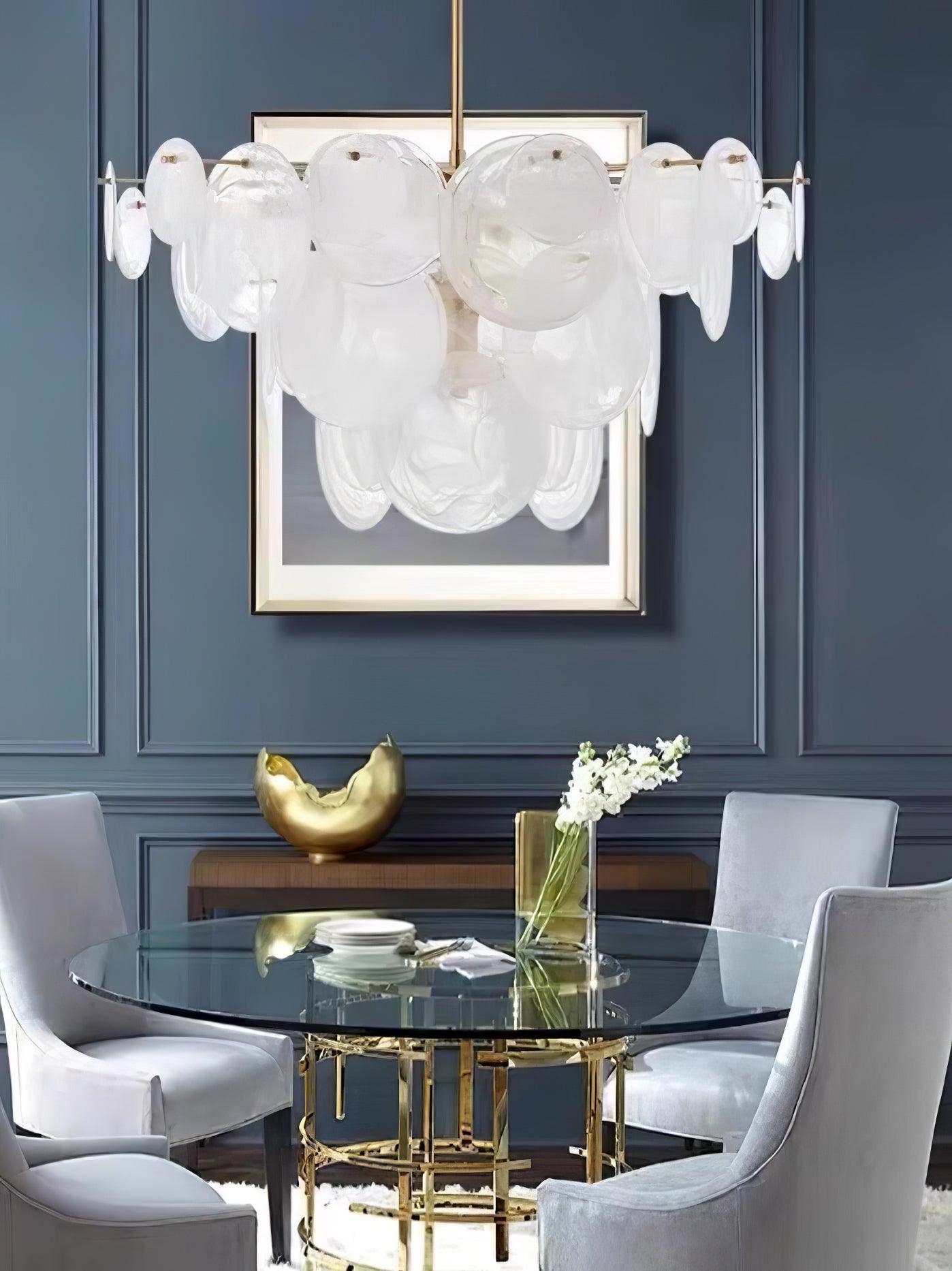 Brass Discs Cascading Chandelier