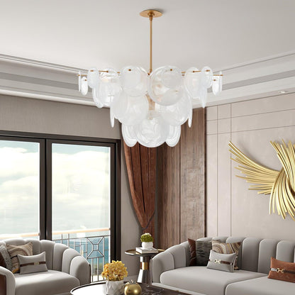 Brass Discs Cascading Chandelier